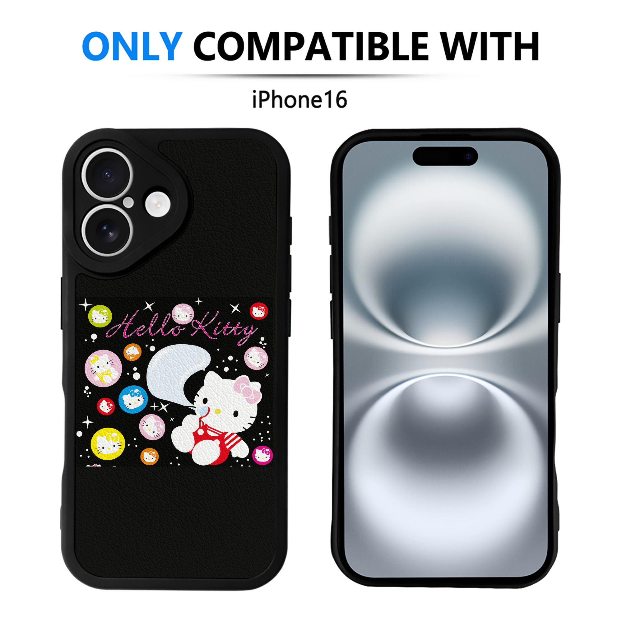 （画像用） Hello Kitty ハローキティ 【iPhone 16シリーズ対応】シリコンスマホケース（レザー調） 材質：シリコン